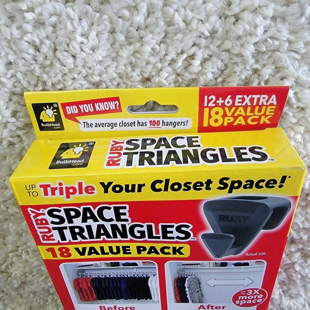Ruby Space Triangles 18 Value Pack Closet Organizer Hanger Hooks 3x Space